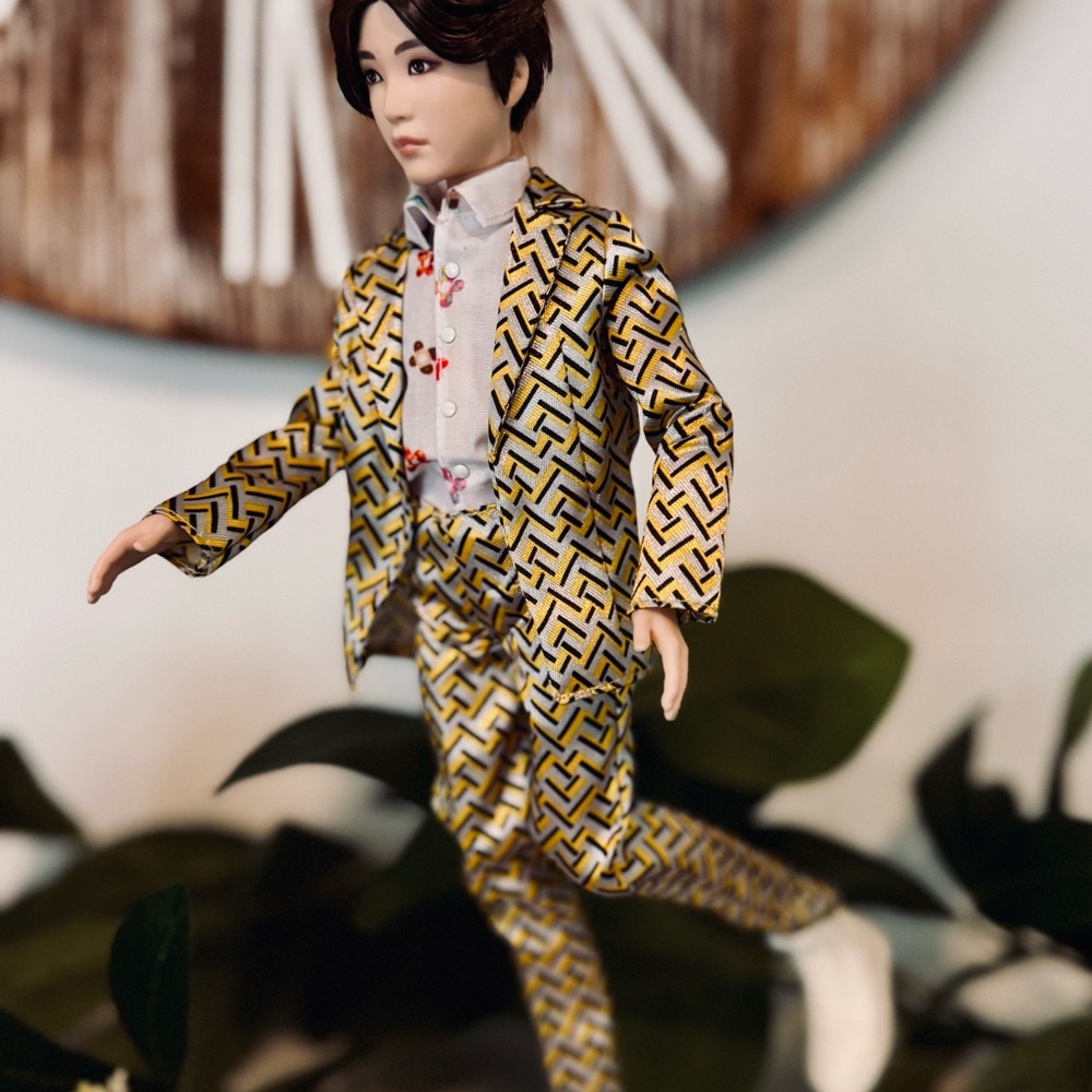 BTS Suga Doll Korean Boy Band  Idol Wearing Gold & Silver Suit Mattel K-pop